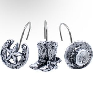 Western Themed Silver Shower Curtain Hooks